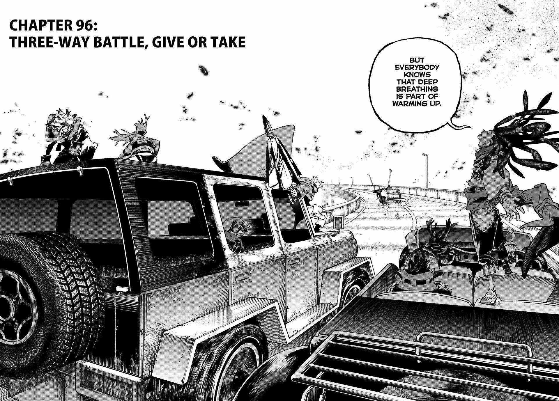 Gachiakuta Manga Chapter 96 page 2 - Three-way battle, Give or Take!